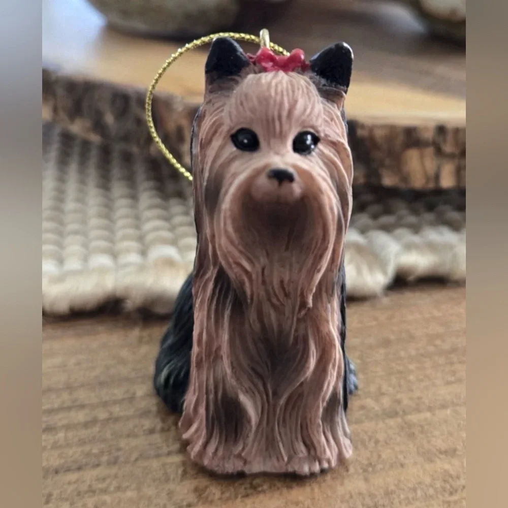 Yorkie Dog Ornament Vintage Figurine Pet Lover Christmas Decor Holiday Gifts